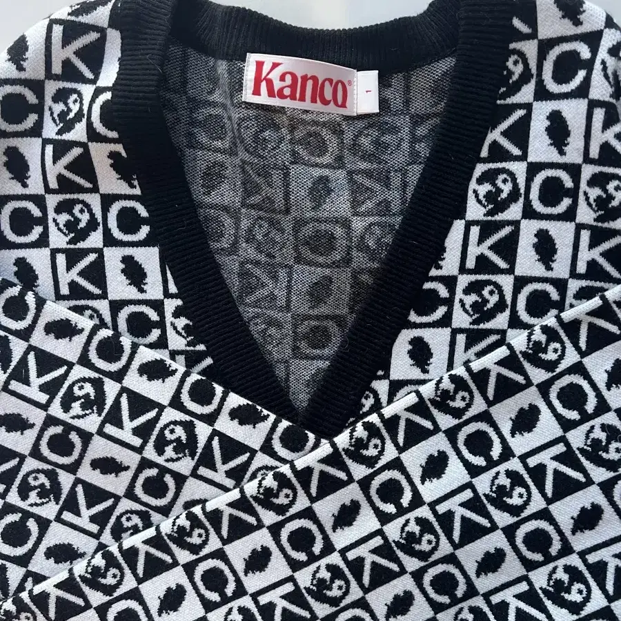 칸코[21SS]PATTERN CARDIGAN black/white