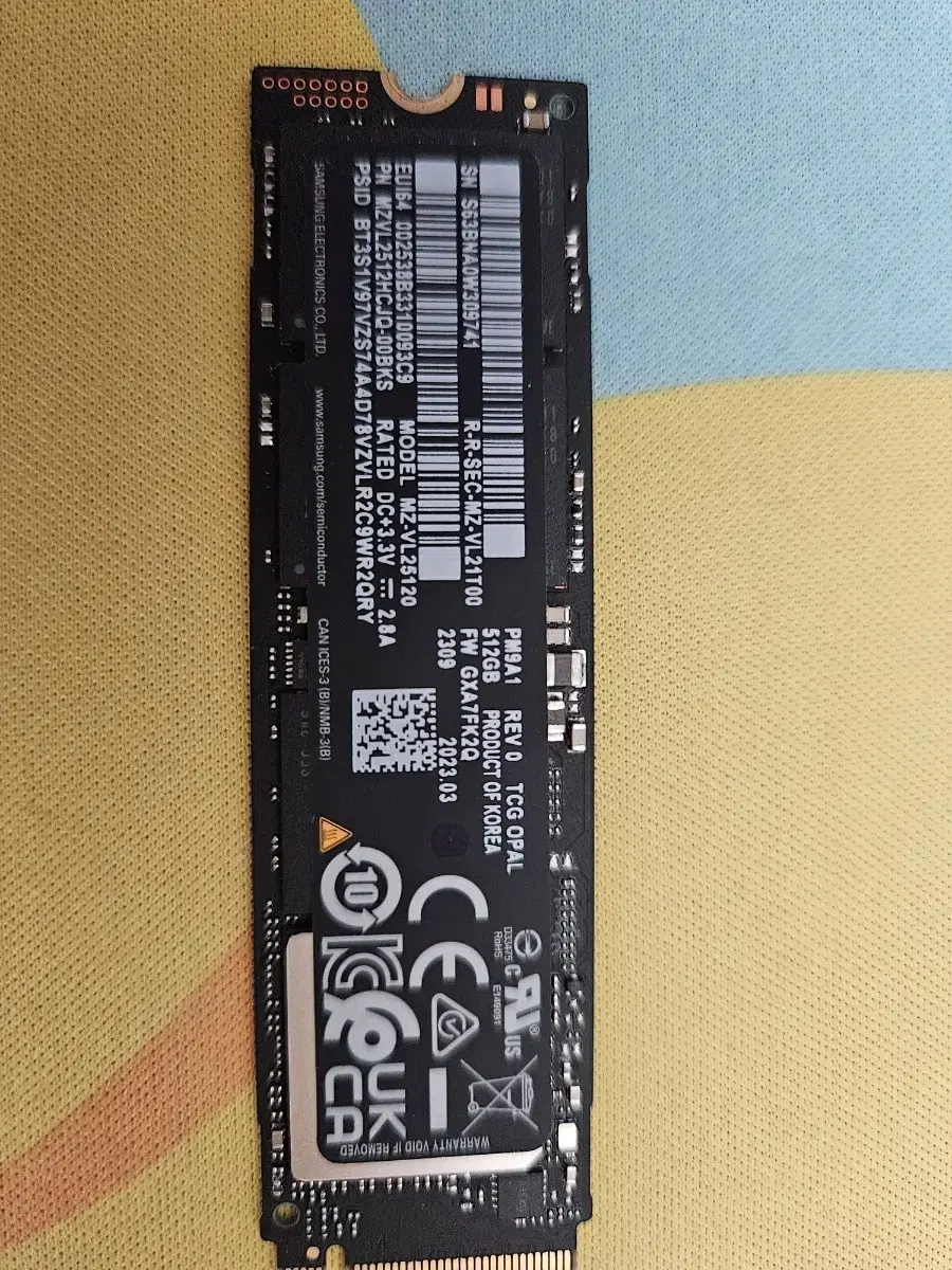 미사용 삼성 nvme ssd 512g