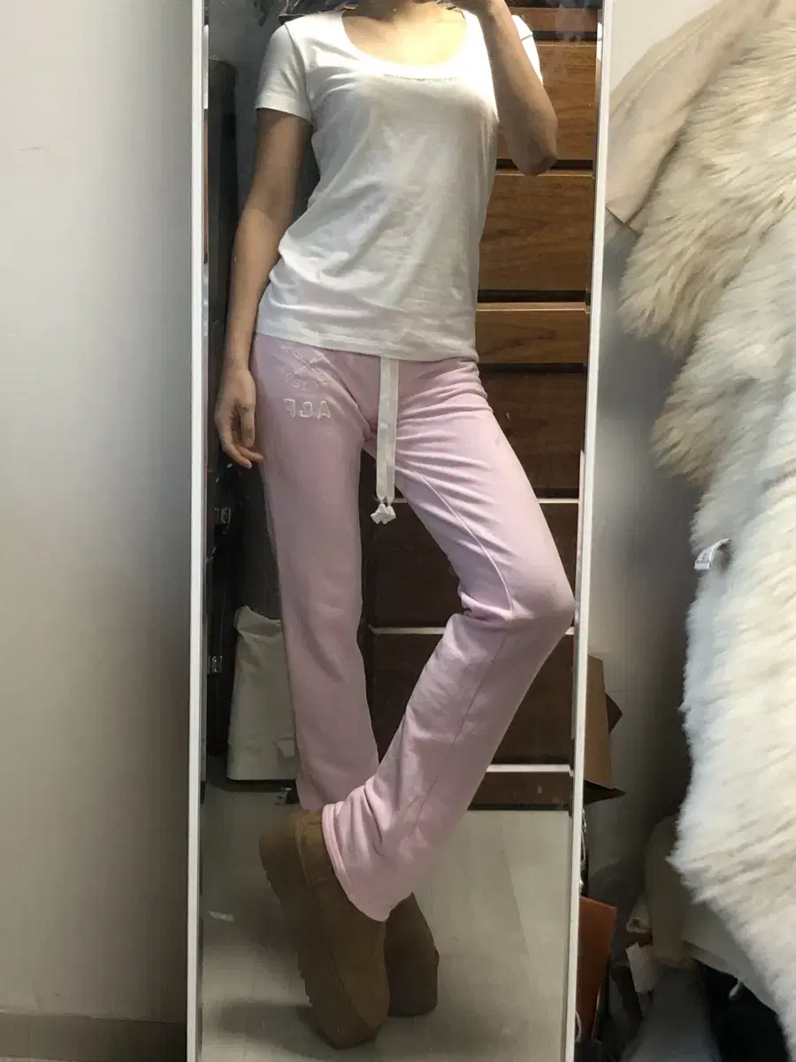 Light pink winter inner fleece pants