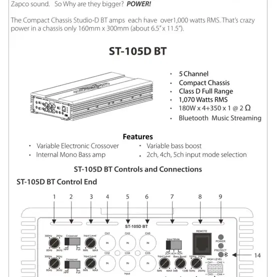 잡코 ST-105D BT 5채널 엠프 급매