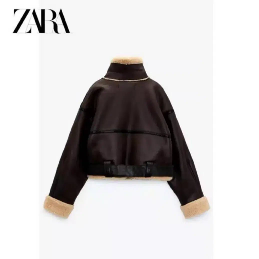 [ ZARA ] 자라 에코 레더 더블 페이스드 크롭 무스탕