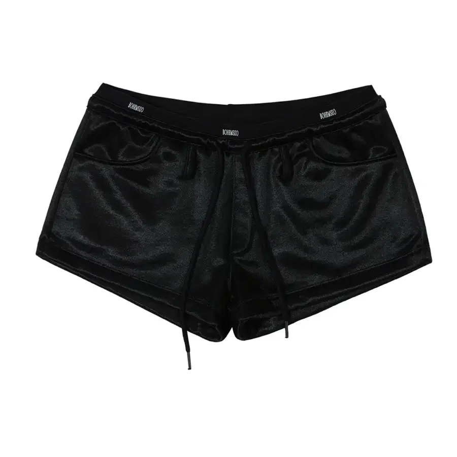 보헴서 logo band shorts glossy black