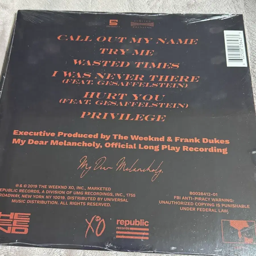 위켄드 My Dear Melancholy LP