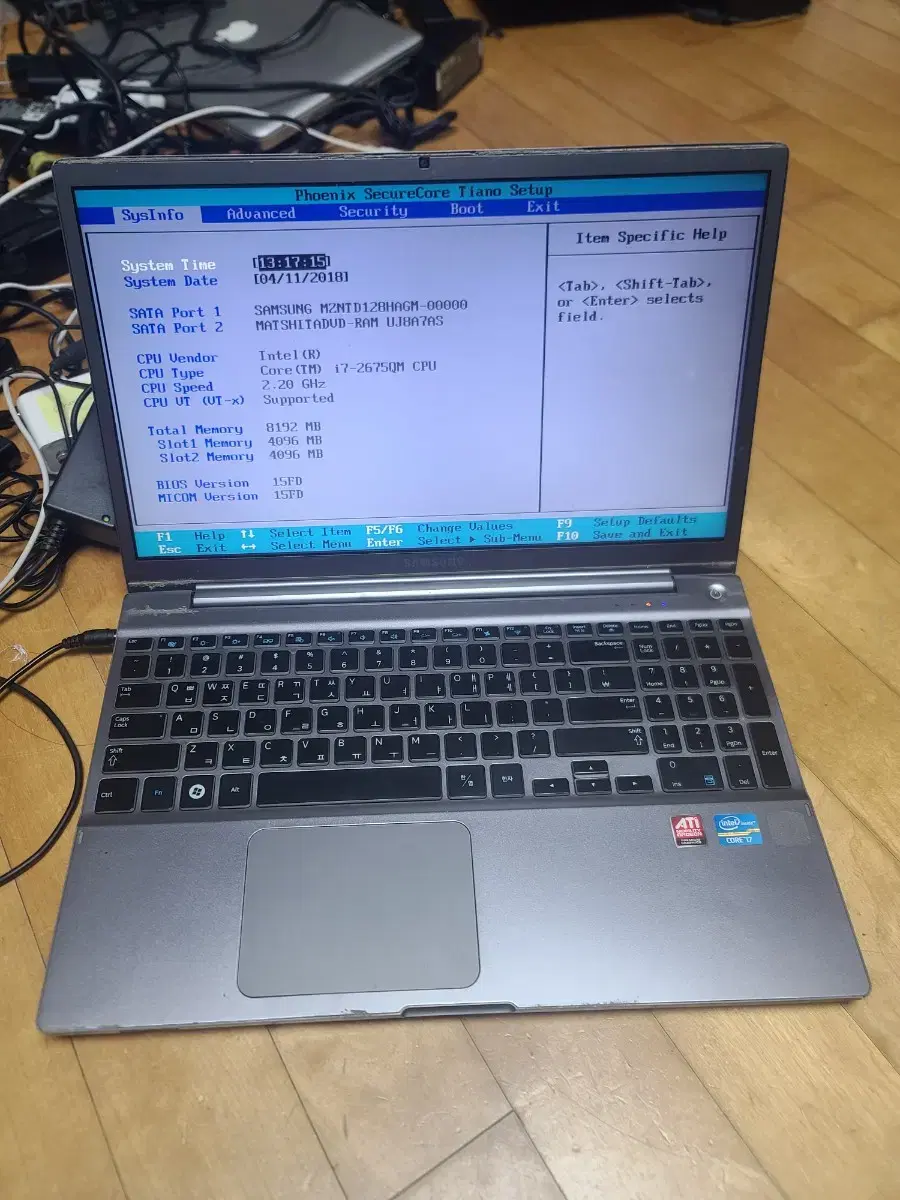 삼성 NT770Z5A 노트북 부품용 i7-2675QM 램8 SSD128