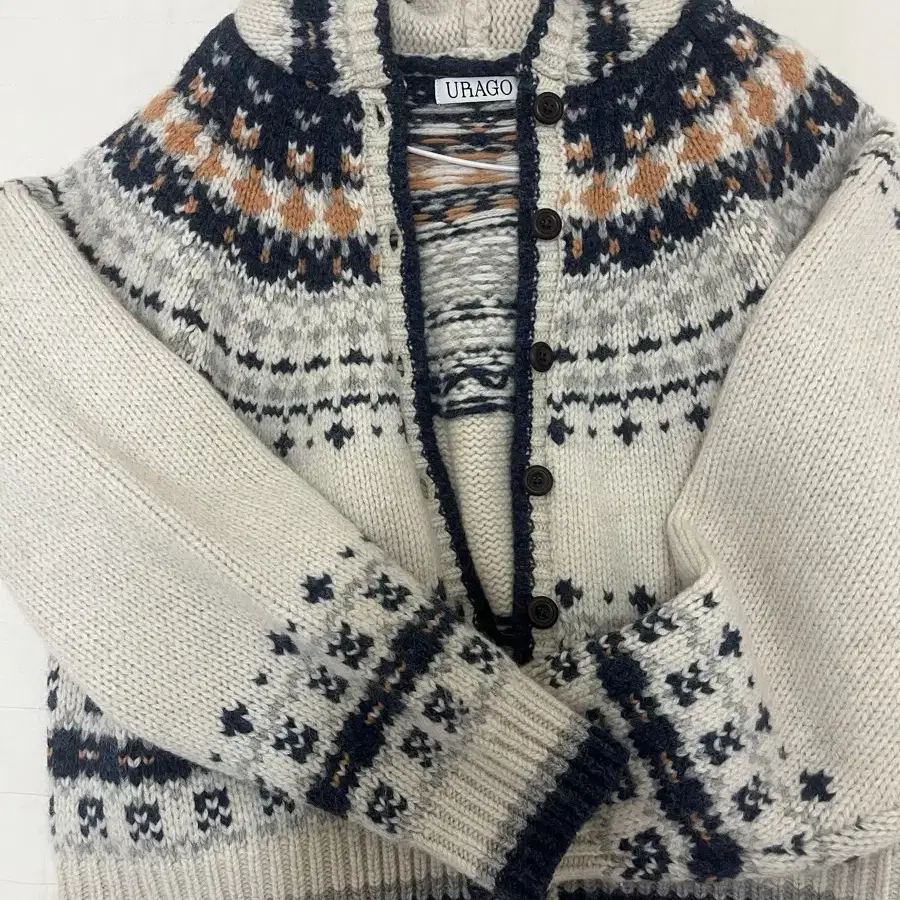 유라고 URAGO Jacquard hoodie cardigan