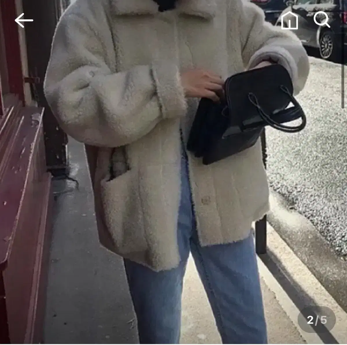 베지터블 양털 자켓 무스탕 점퍼 브라운