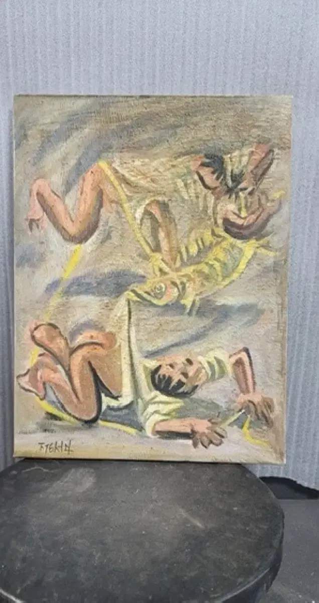 한국 유명 화가 이중섭의 유화 액자 그림(1) (미감정품)