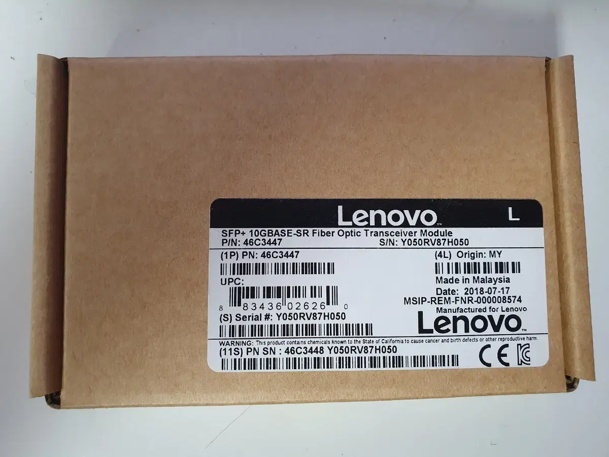 Lenovo 10G SFP+ Optical Module (LC, Multimode) - New in Box, Unused