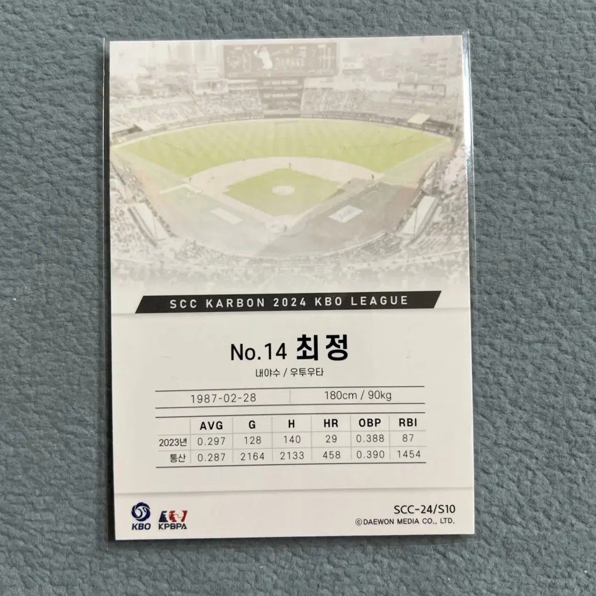 2024 kbo scc 카본 SSG 최정 오토카드