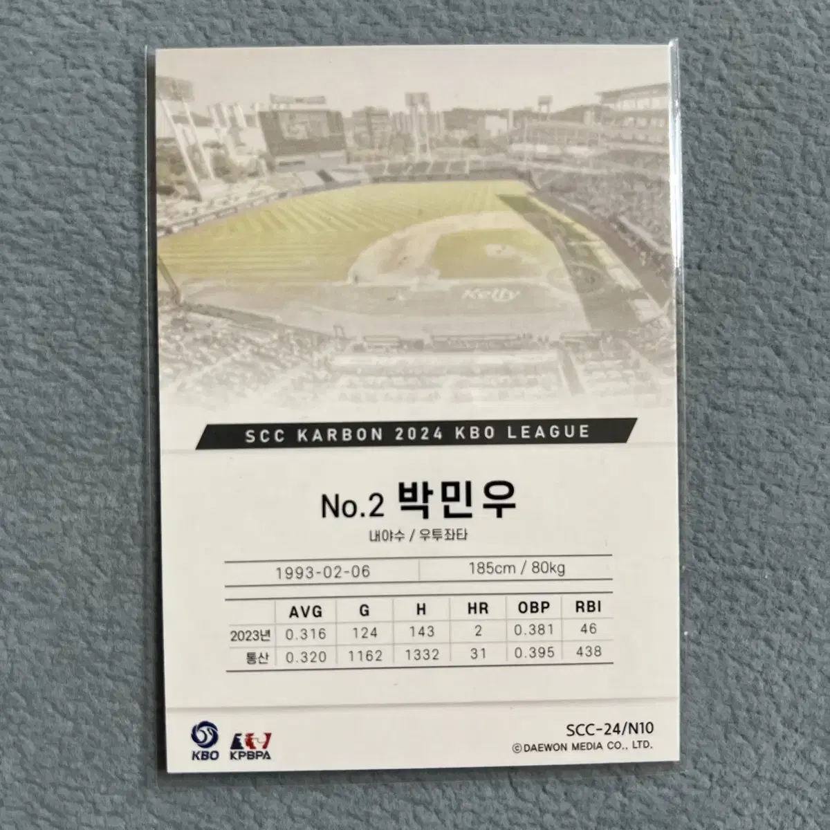 2024 kbo scc 카본 NC 박민우 오토 카드