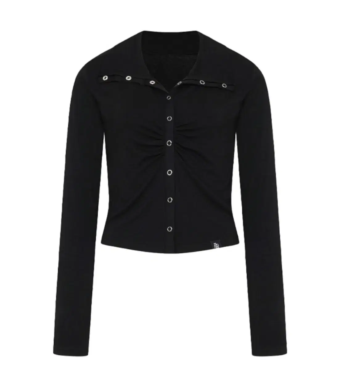 므넴 mnem snap shirring cardigan(black)