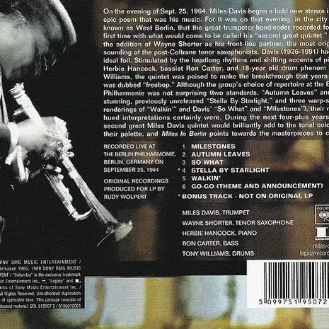 Miles Davis - In Berlin (CD) 유럽반2005 미개봉