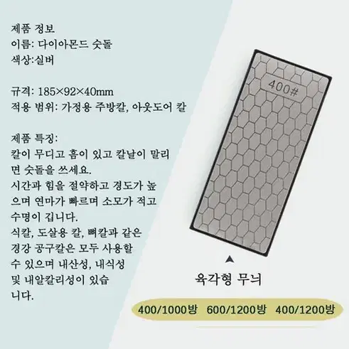 전문가용 양면 다이아몬드 숫돌 + 받침대 600#/1200#