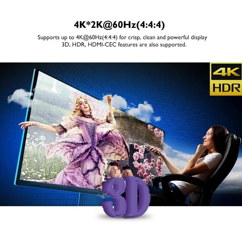 VORKE HD41 미니 오토 4포트 HDMI 2.0 스위치 4K UHD