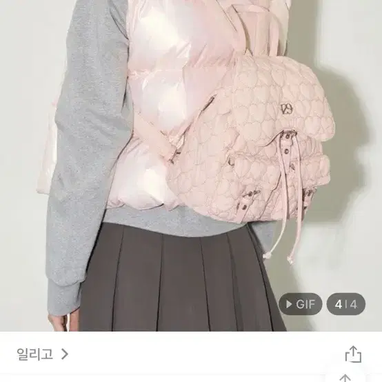 일리고 하트 퀄팅 백팩 핑크