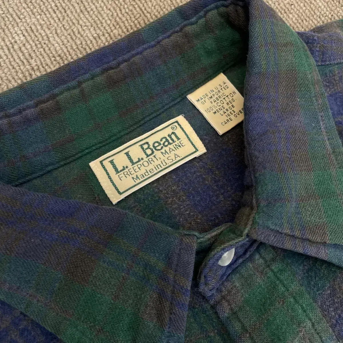 LL bean made in usa 엘엘빈 플란넬 체크 셔츠 L