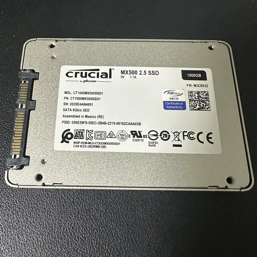 마이크론 크루셜 MX500 1000GB SSD