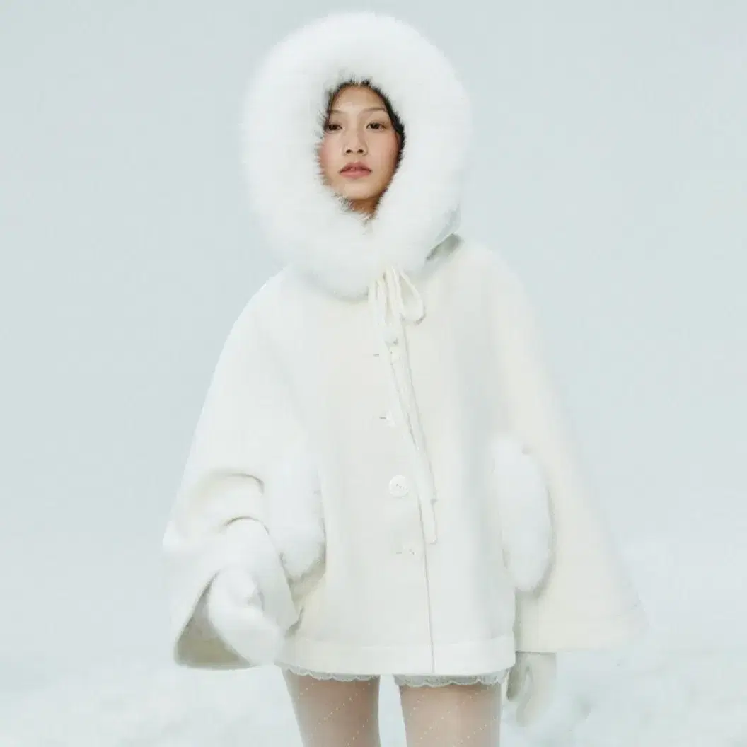 새상품) 더티스 케이프 thetis REAL FOX FUR SNOW