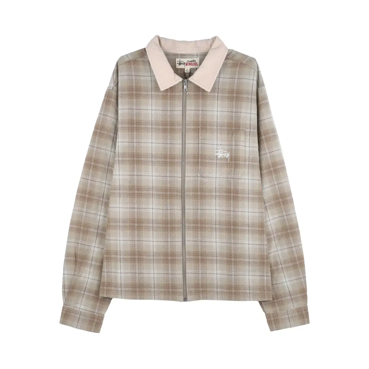 Stussy Frank Plaid Zip-up Shirt Tan