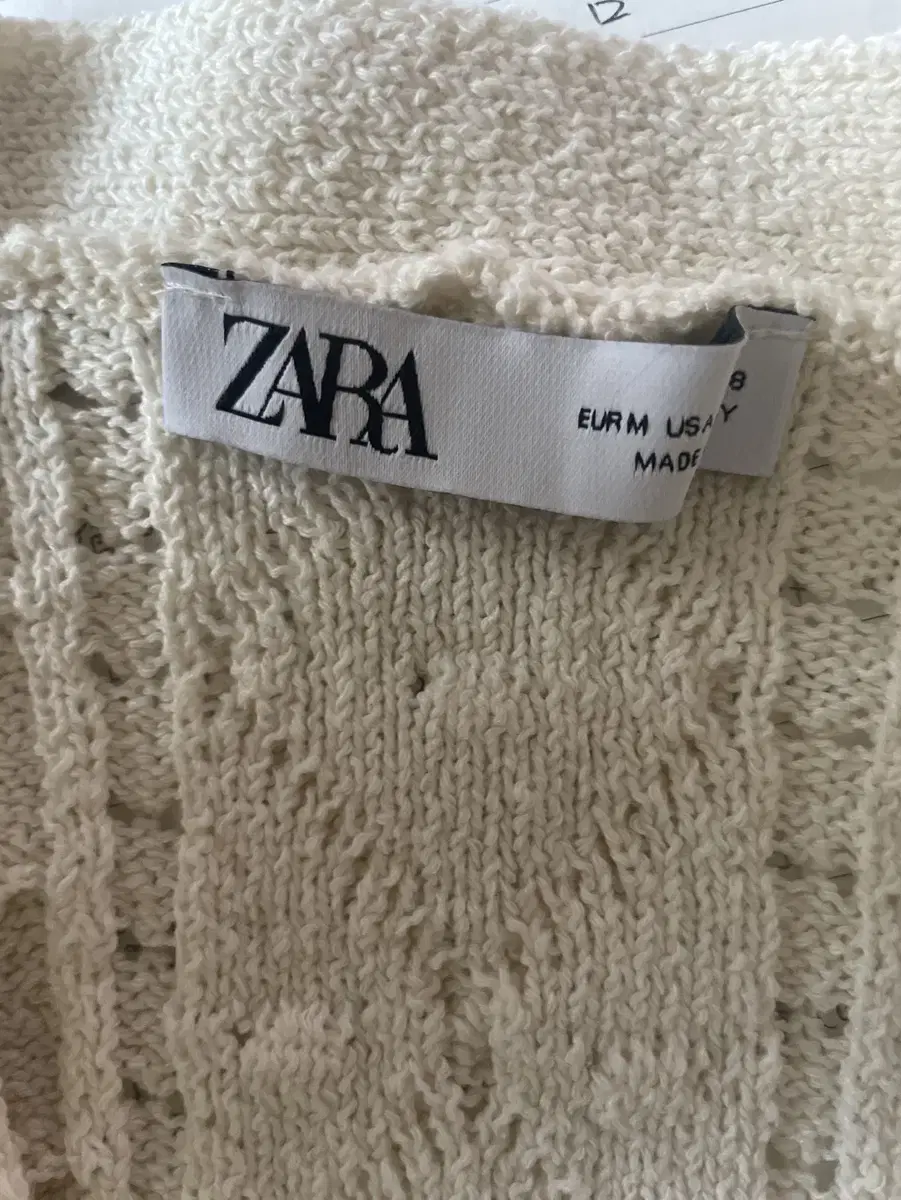 자라 가디건 봄 시즌 니트 아이보리 ZARA 포인트 꽃