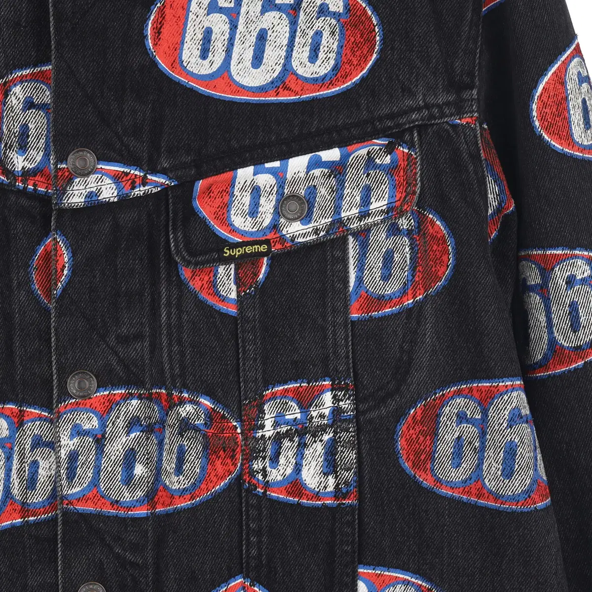 [XL] 슈프림 666 데님 트러커 자켓 블랙 - 17SS