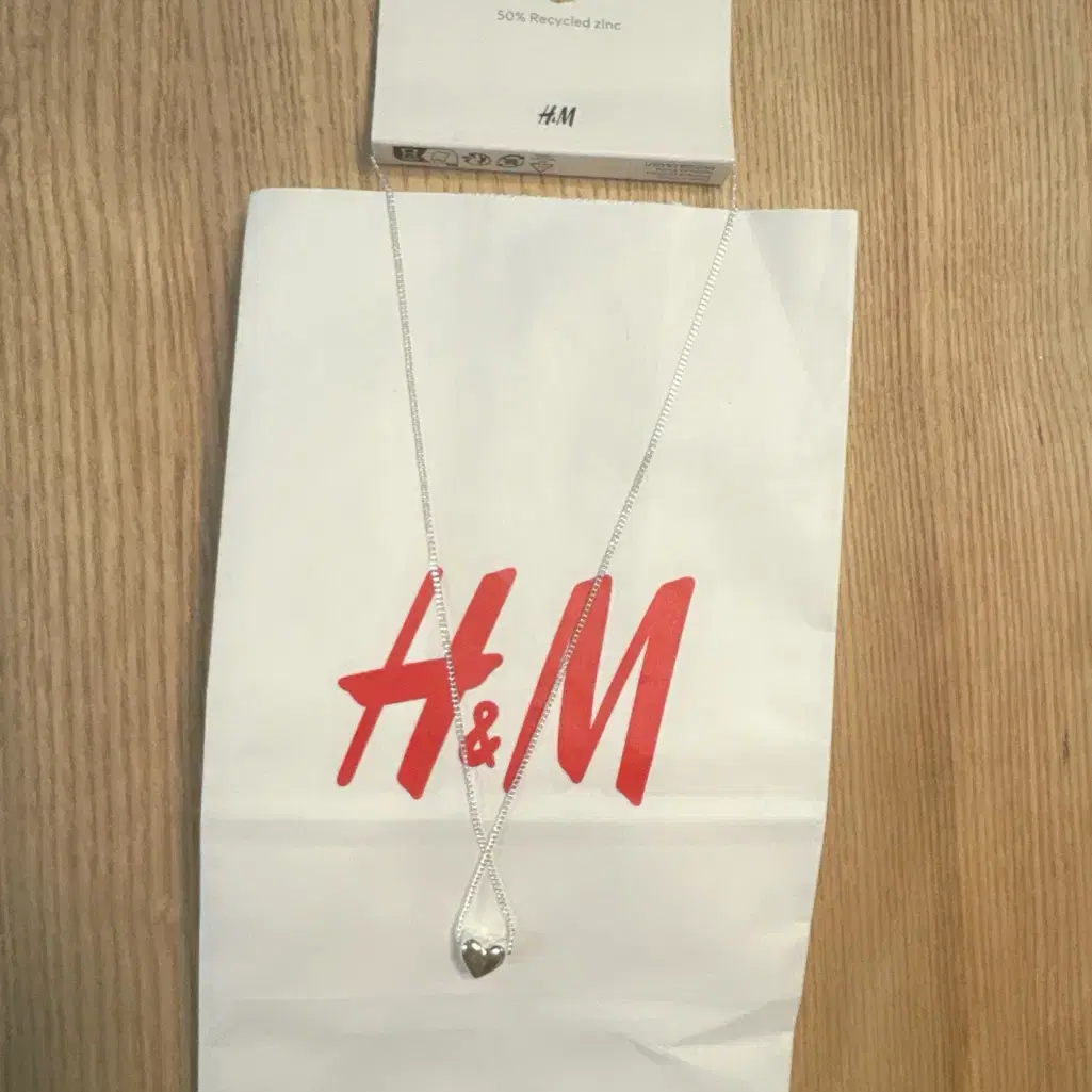 미착용새상품_H&M 하트 실버 네크리스 목걸이