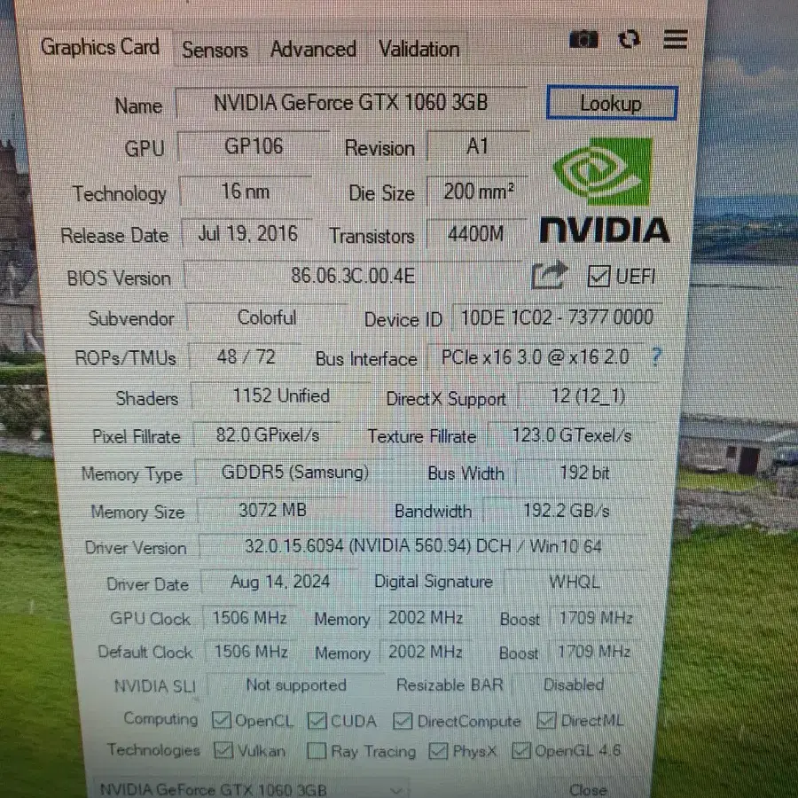 컬러풀 GTX 1060 3G 그래픽카드