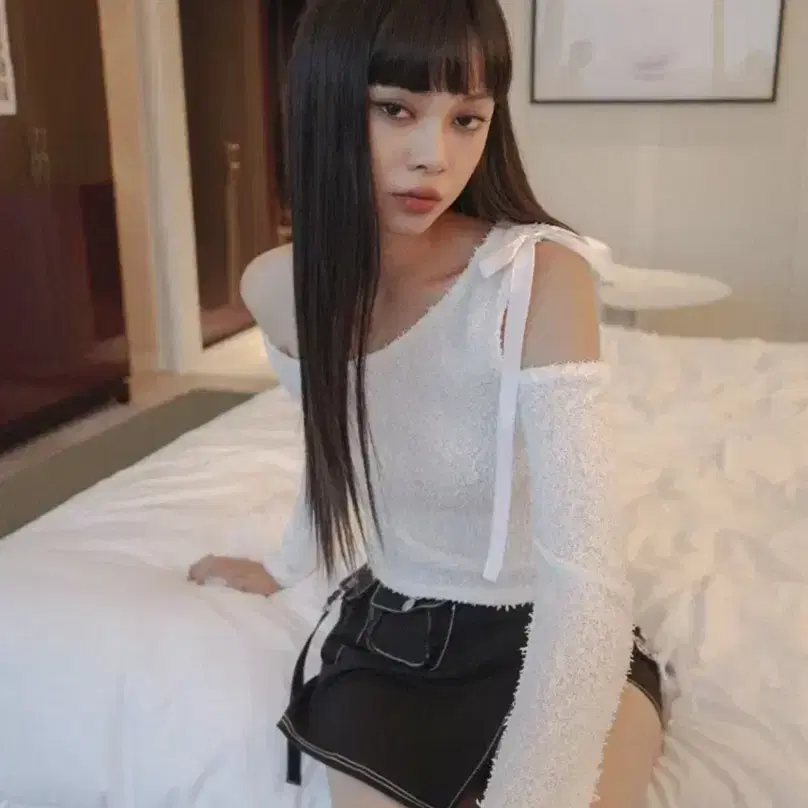 드라이로즈 플러피 리본 탑 fluffy ribbon top