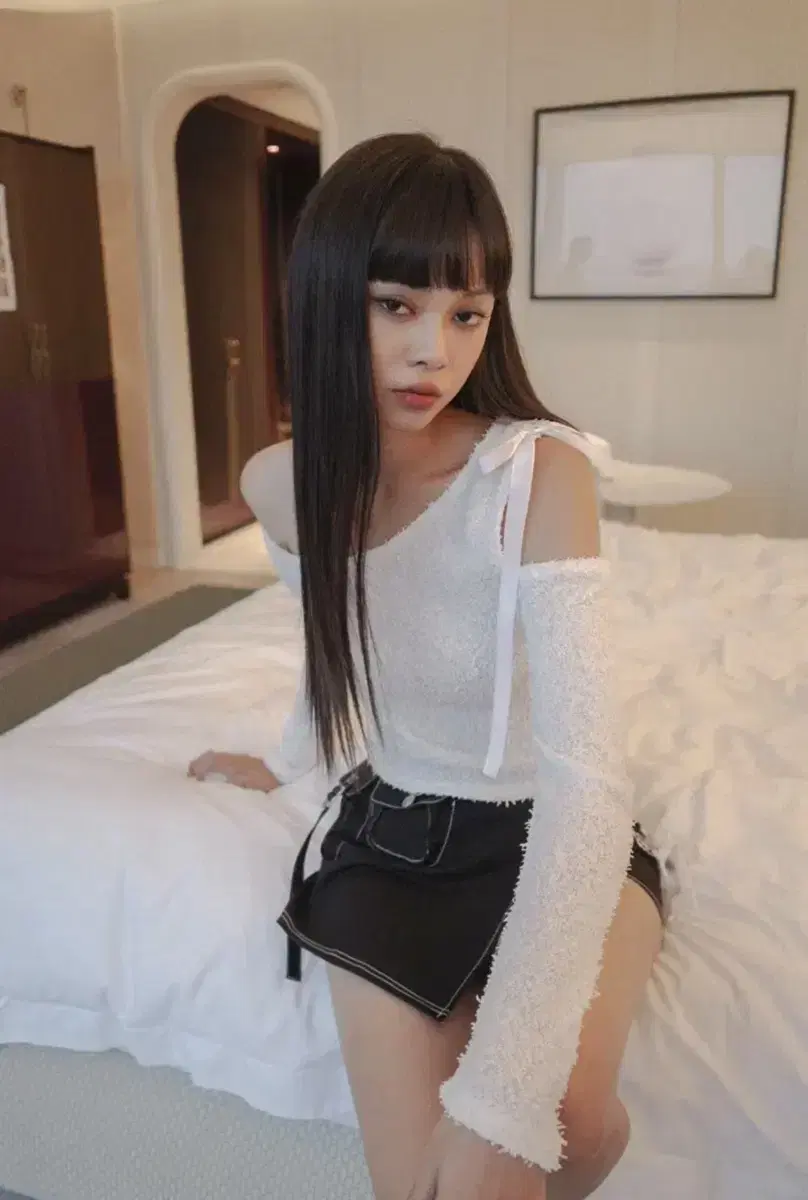 드라이로즈 플러피 리본 탑 fluffy ribbon top