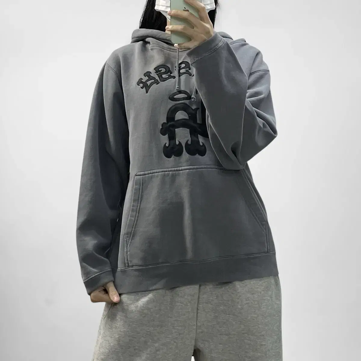 스투시 Stussy 90s 올드스쿨 LA 후드티 차콜