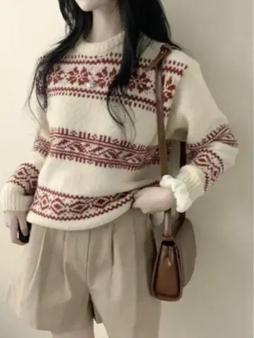 SHEENA 노르딕 니트 화이트