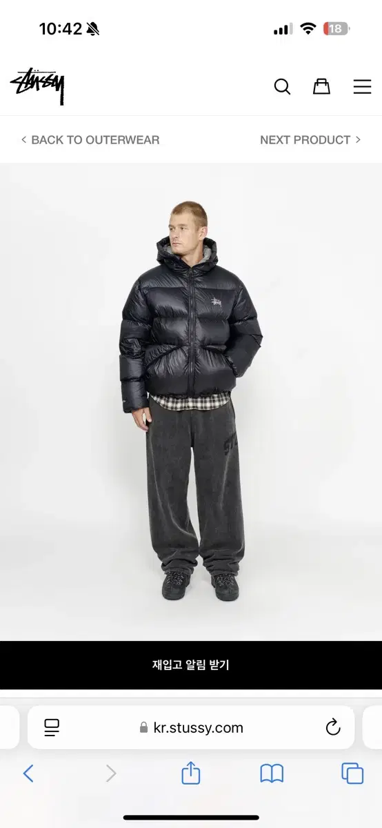 Stussy Down Parka Micro Ripstop 팬텀 블랙 L