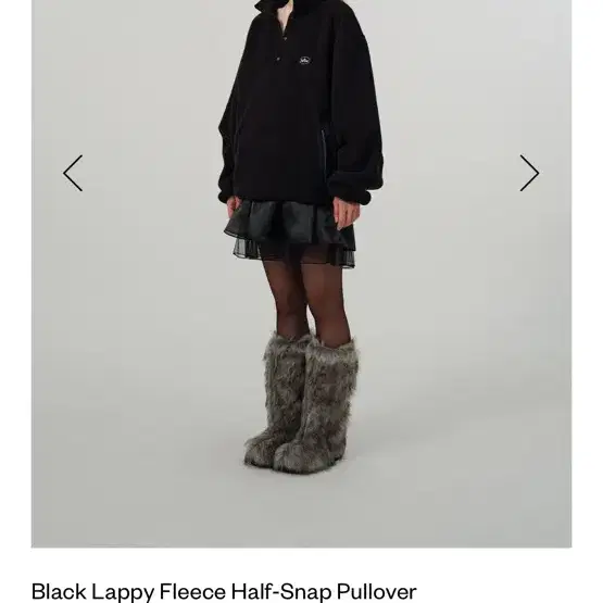 더바넷 Black Lappy Fleece Half-Snap Pullove