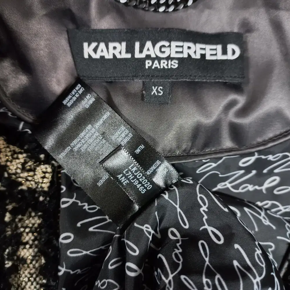 12-23/KARL LAGERFELD 트위드배색 집업 오리털패딩