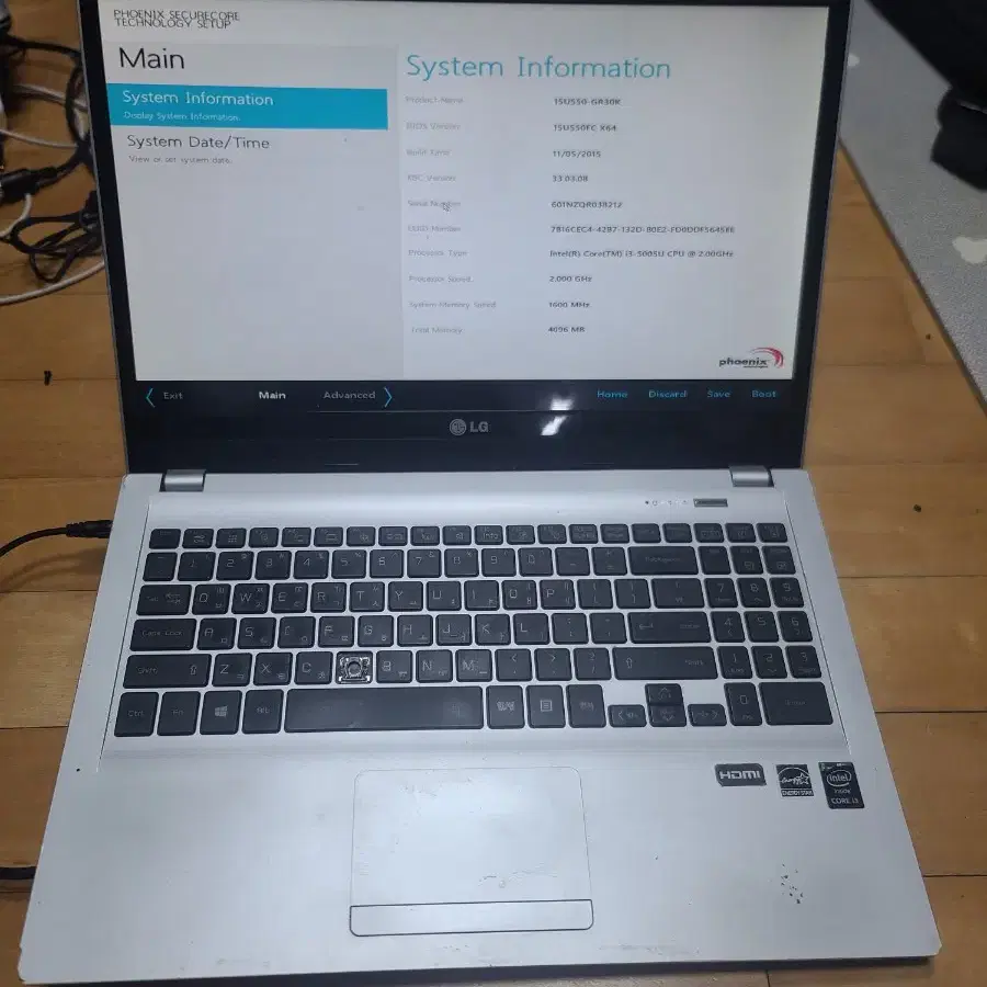 LG 15U550 노트북 부품용 i3-5005u