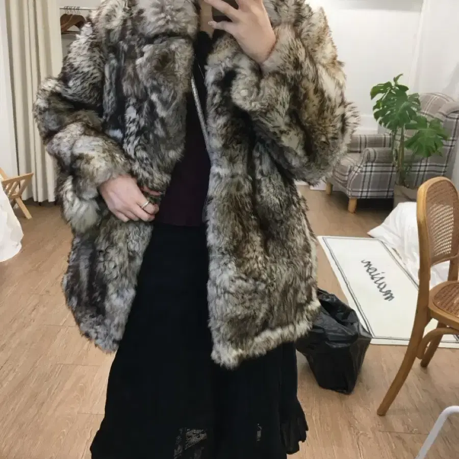 Jpn vintage Real fur maxi jacket