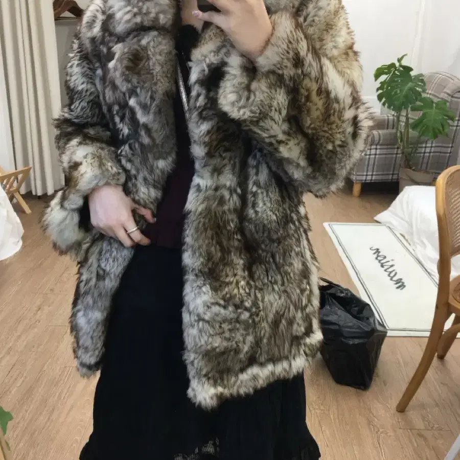 Jpn vintage Real fur maxi jacket