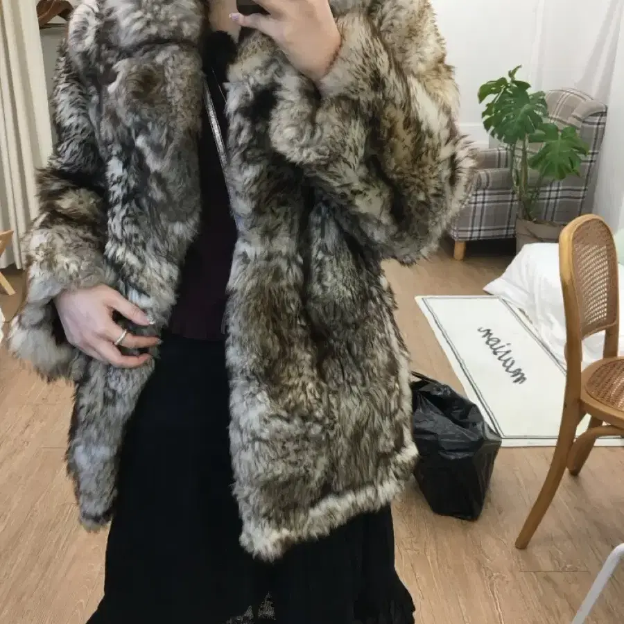 Jpn vintage Real fur maxi jacket