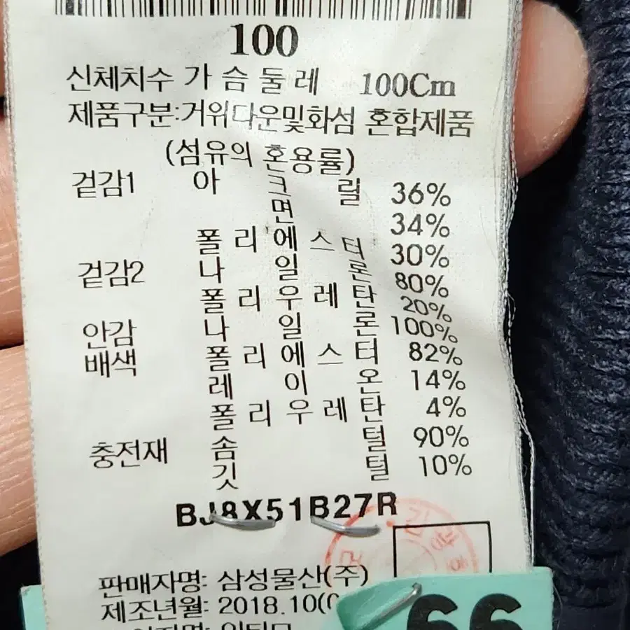 빈폴 골프 구스다운 100