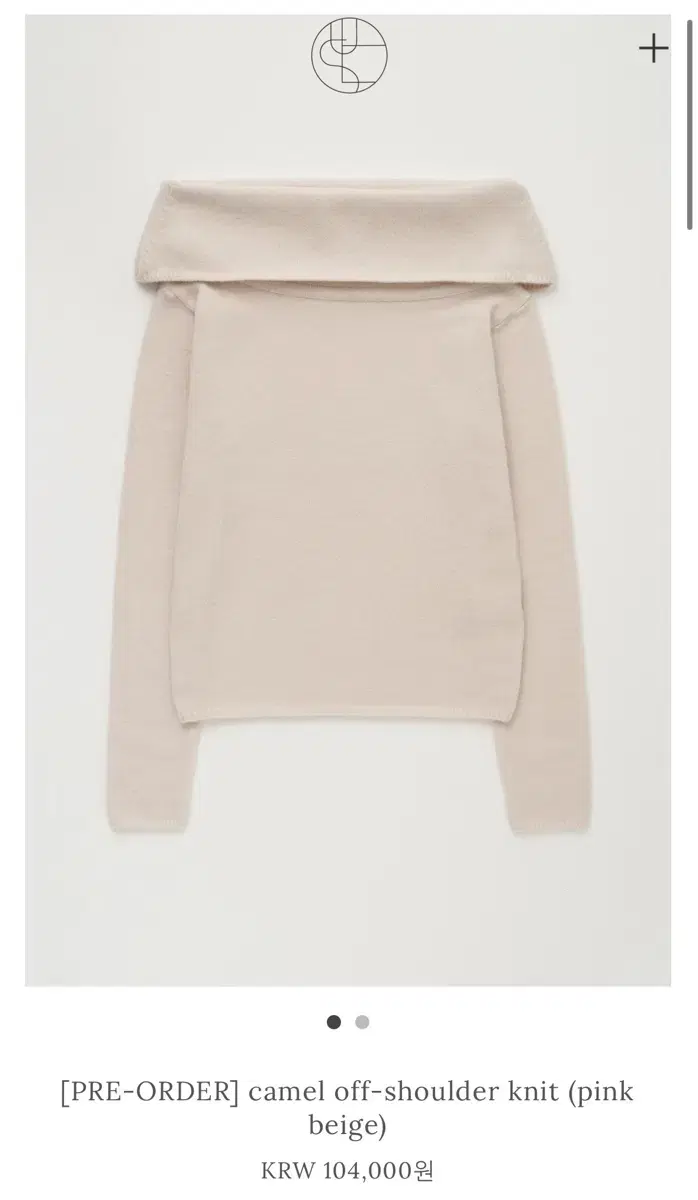 윤슬샵 camel off-shoulder knit (pink beige)