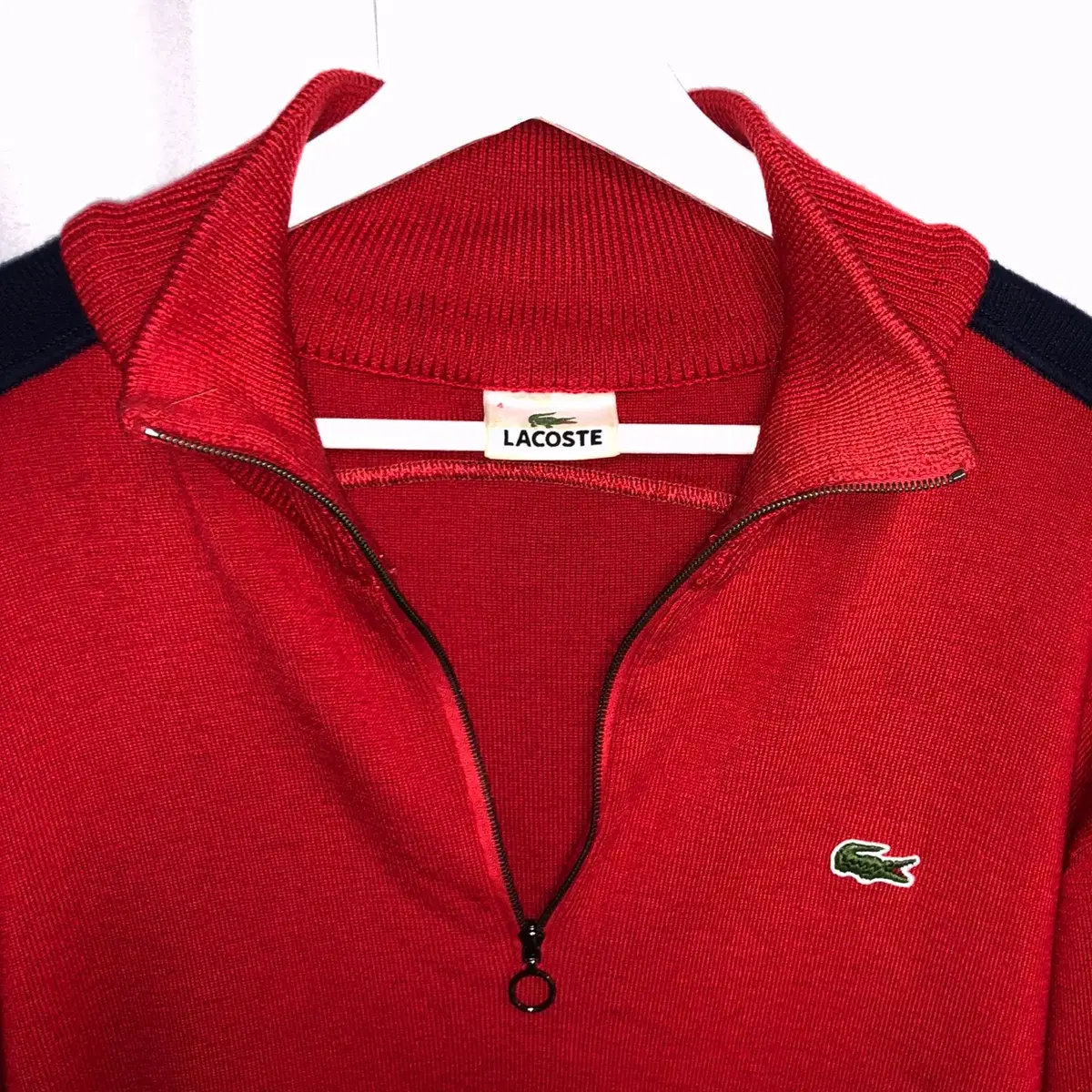 LACOSTE 순모 반집업 니트 (100 사이즈)