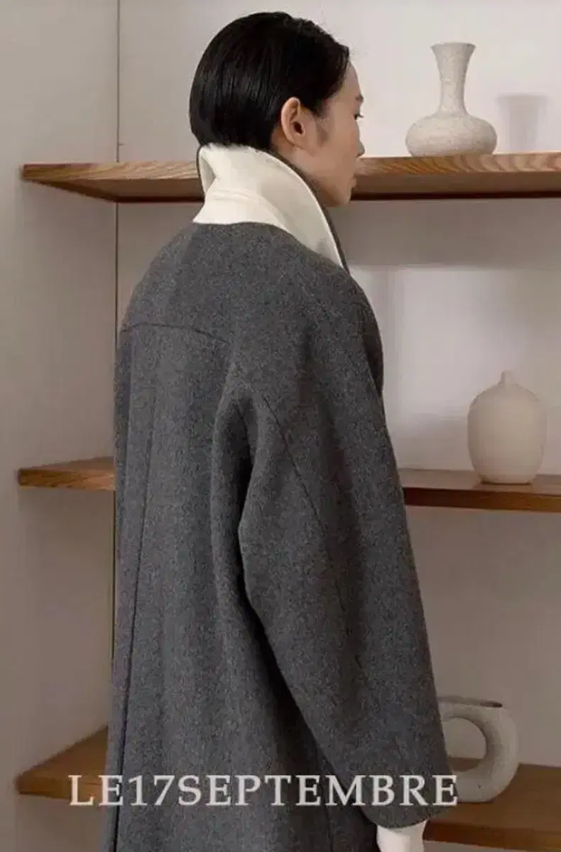 le17septembre Raglan sleeve wool coat charcoal