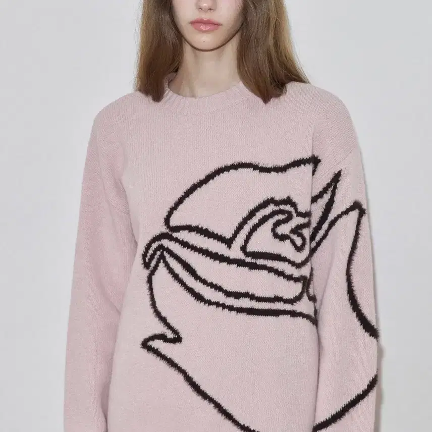 시눈 rose flower pullover knit (dust pink)