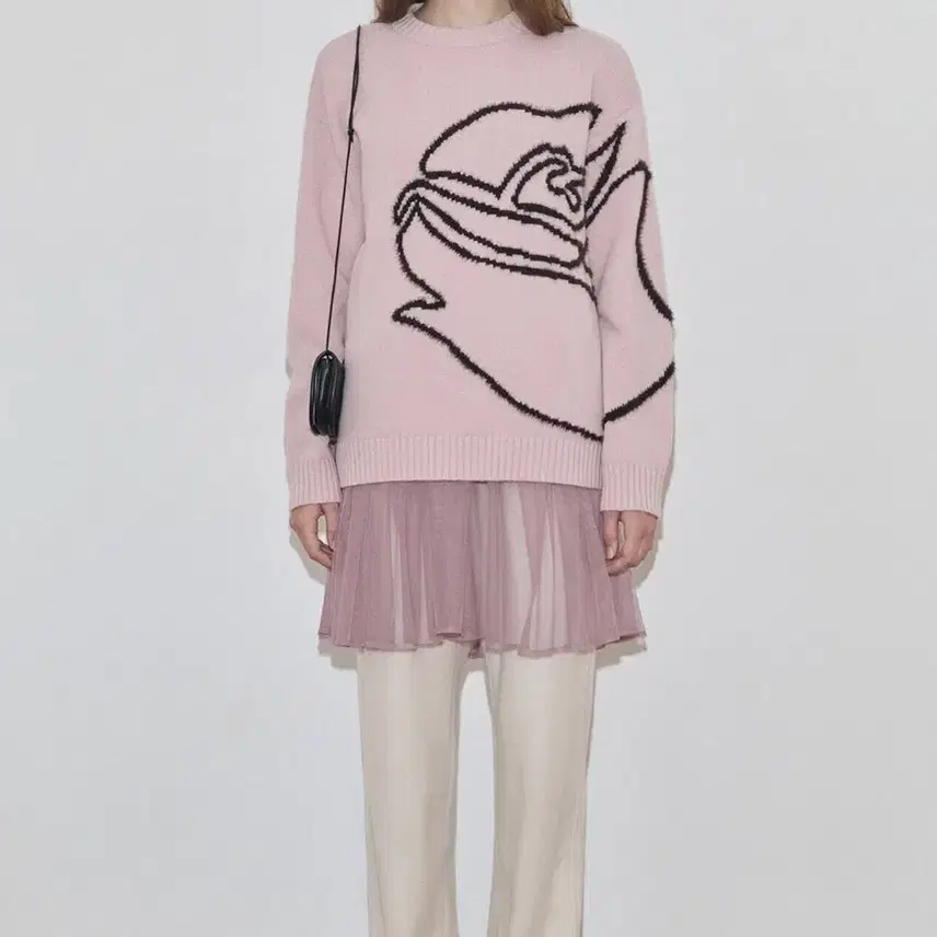 시눈 rose flower pullover knit (dust pink)