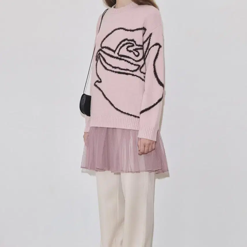 시눈 rose flower pullover knit (dust pink)