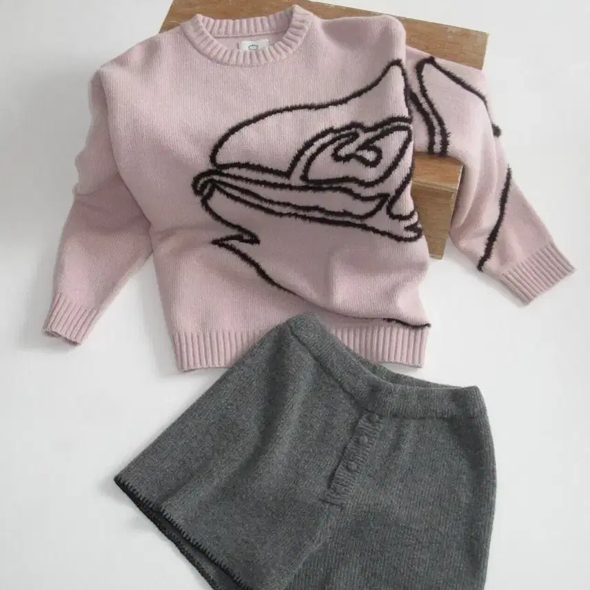 시눈 rose flower pullover knit (dust pink)