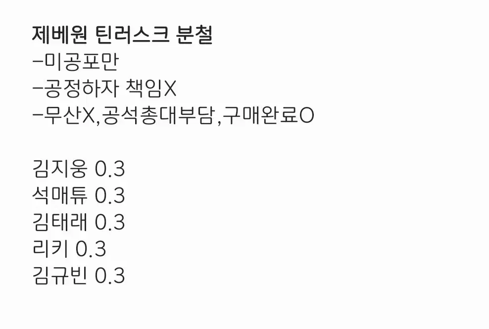 제로베이스원 제베원 틴러스크 분철