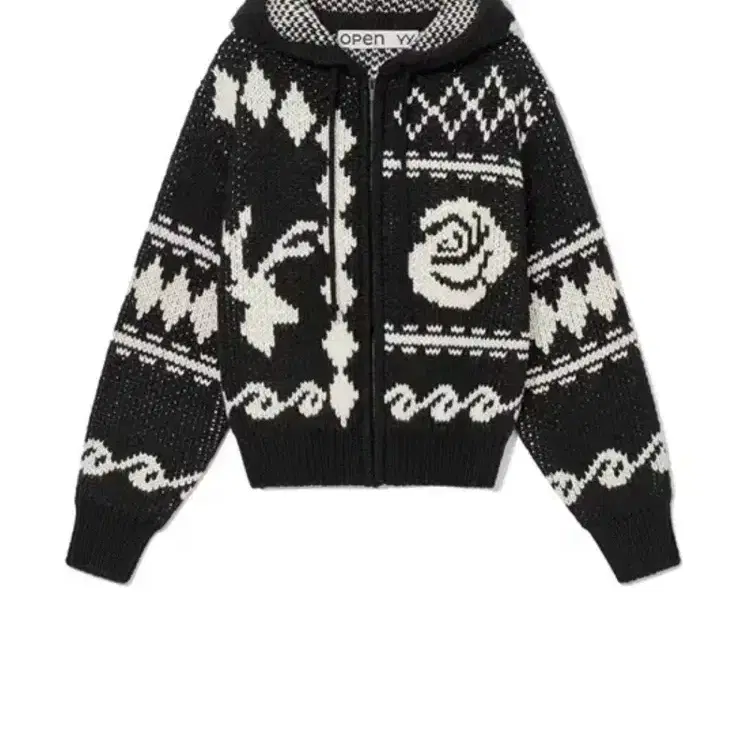 OPEN YY Black Rose & Deer Hoodie カーディガン OPEN YY Black Rose & Deer Hoodie カーディガン OPEN YY Black