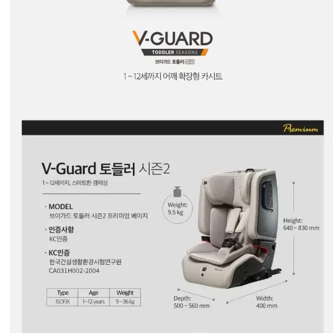 다이치 브이가드 토들러 ISOFIX 시즌2 프리미엄 색상 선택+선바이저+