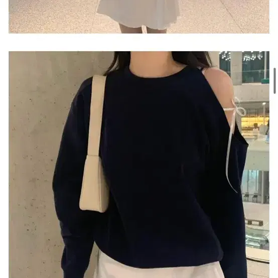 ribbon point off-shoulder MTM - navy 제니오